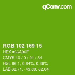 Color code: RGB 102 169 15 | qconv.com