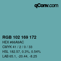 Color code: RGB 102 169 172 | qconv.com