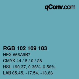 Color code: RGB 102 169 183 | qconv.com