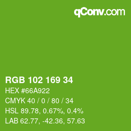 Color code: RGB 102 169 34 | qconv.com