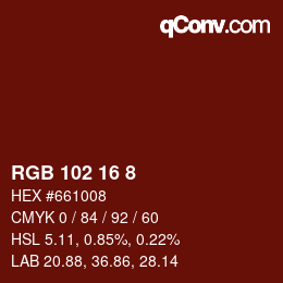 カラーコード: RGB 102 16 8 | qconv.com