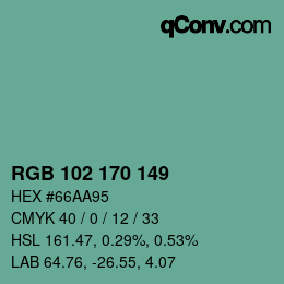 Color code: RGB 102 170 149 | qconv.com
