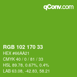 Color code: RGB 102 170 33 | qconv.com