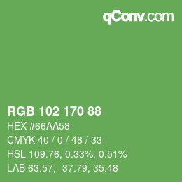 Color code: RGB 102 170 88 | qconv.com
