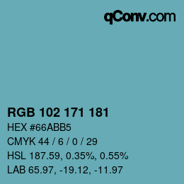 Color code: RGB 102 171 181 | qconv.com