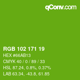 Color code: RGB 102 171 19 | qconv.com