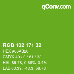 Color code: RGB 102 171 32 | qconv.com