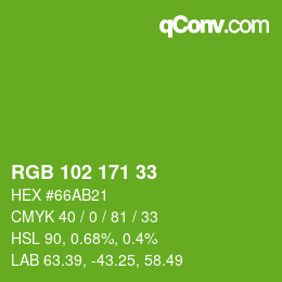 颜色代码: RGB 102 171 33 | qconv.com