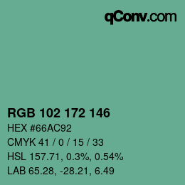 Color code: RGB 102 172 146 | qconv.com