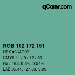 Color code: RGB 102 172 151 | qconv.com