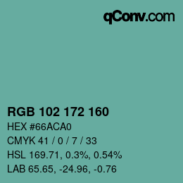 Color code: RGB 102 172 160 | qconv.com