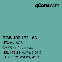 Color code: RGB 102 172 163 | qconv.com