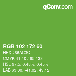 Color code: RGB 102 172 60 | qconv.com
