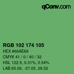 Color code: RGB 102 174 105 | qconv.com