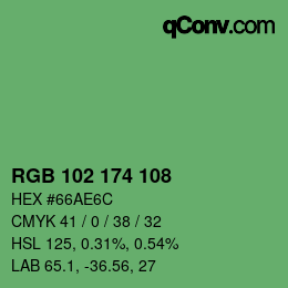 Color code: RGB 102 174 108 | qconv.com