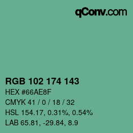 Color code: RGB 102 174 143 | qconv.com
