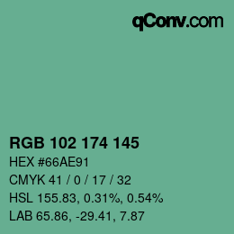 Color code: RGB 102 174 145 | qconv.com