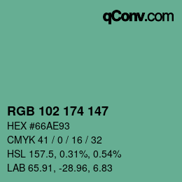 Color code: RGB 102 174 147 | qconv.com