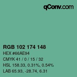 Color code: RGB 102 174 148 | qconv.com