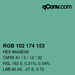 Color code: RGB 102 174 153 | qconv.com