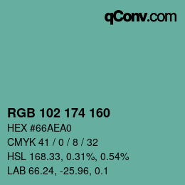 カラーコード: RGB 102 174 160 | qconv.com