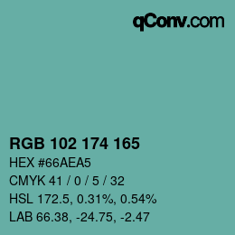 Color code: RGB 102 174 165 | qconv.com