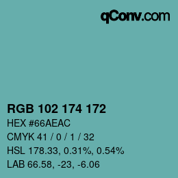 Color code: RGB 102 174 172 | qconv.com