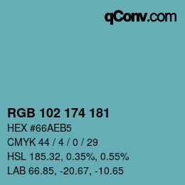 Color code: RGB 102 174 181 | qconv.com