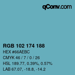 Color code: RGB 102 174 188 | qconv.com