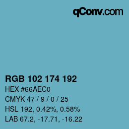 Color code: RGB 102 174 192 | qconv.com