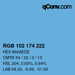 Color code: RGB 102 174 222 | qconv.com