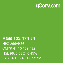 Color code: RGB 102 174 54 | qconv.com