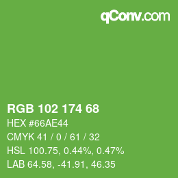 Color code: RGB 102 174 68 | qconv.com