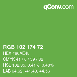 Color code: RGB 102 174 72 | qconv.com