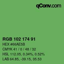 Color code: RGB 102 174 91 | qconv.com