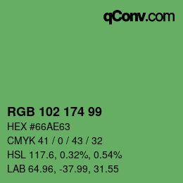 Color code: RGB 102 174 99 | qconv.com