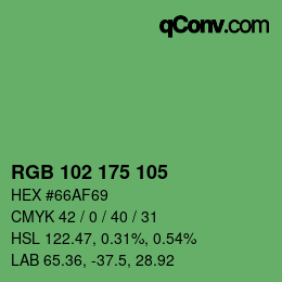 Color code: RGB 102 175 105 | qconv.com