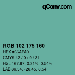 Color code: RGB 102 175 160 | qconv.com