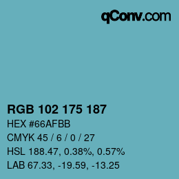 Color code: RGB 102 175 187 | qconv.com