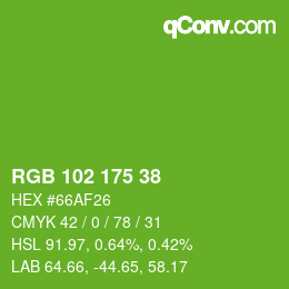 Color code: RGB 102 175 38 | qconv.com
