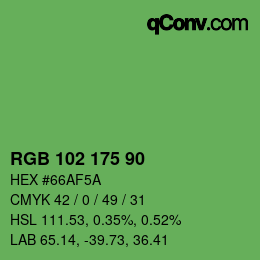 Código de color: RGB 102 175 90 | qconv.com