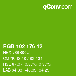 Color code: RGB 102 176 12 | qconv.com