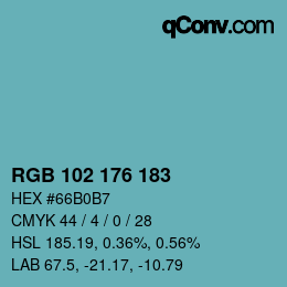 Color code: RGB 102 176 183 | qconv.com