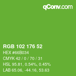 Color code: RGB 102 176 52 | qconv.com