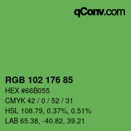 Color code: RGB 102 176 85 | qconv.com