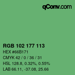 カラーコード: RGB 102 177 113 | qconv.com