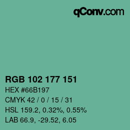 カラーコード: RGB 102 177 151 | qconv.com