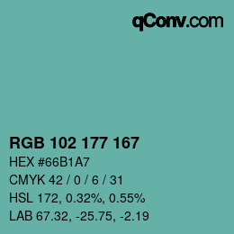 Color code: RGB 102 177 167 | qconv.com