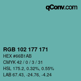 Color code: RGB 102 177 171 | qconv.com
