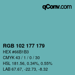 Color code: RGB 102 177 179 | qconv.com